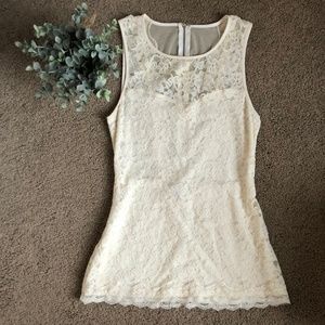 Express Lace Peplum Top with Back Zipper